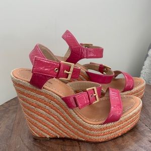 KATE SPADE pink & orange wedges - size 8